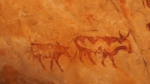 Felsmalereien aus der Rinderperiode a. 6.000 v. Chr.